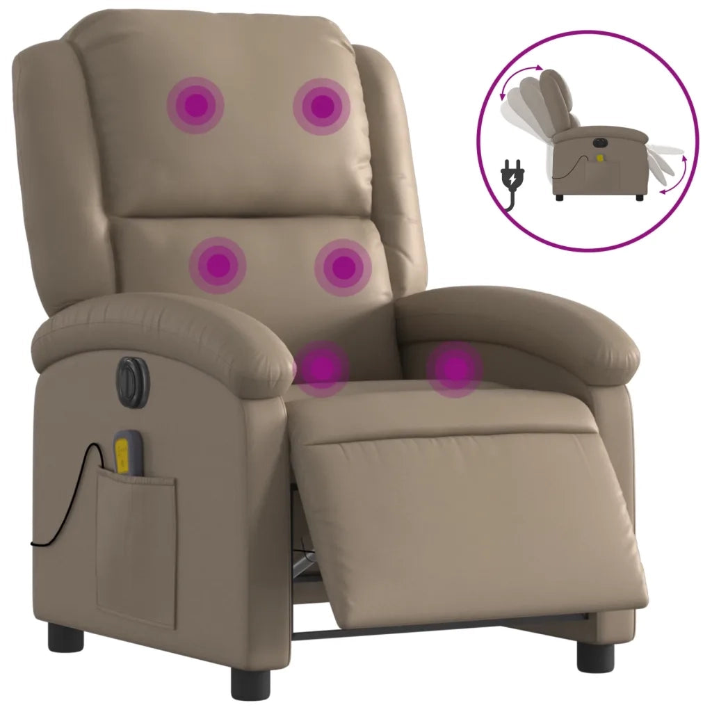 Poltrona Reclinabile Massaggio Elettrica Cappuccino Similpelle 3204225