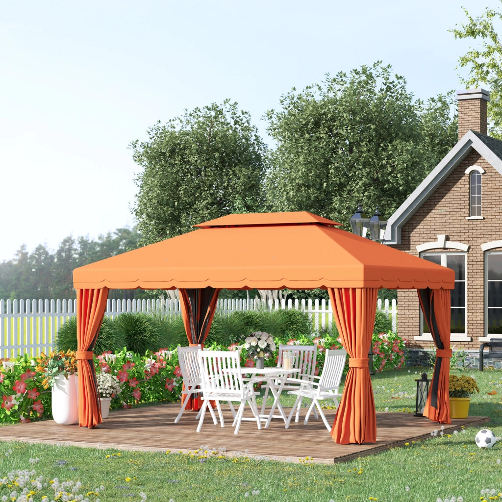 Gazebo da Giardino con Tende ¨C zephmum ¨C 4x3m Arancione