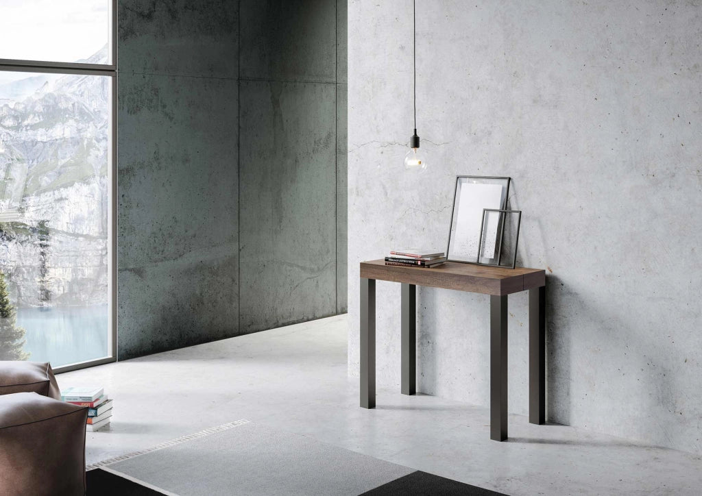 Consolle allungabile 90x40/196 cm Every Small Noce telaio Antracite