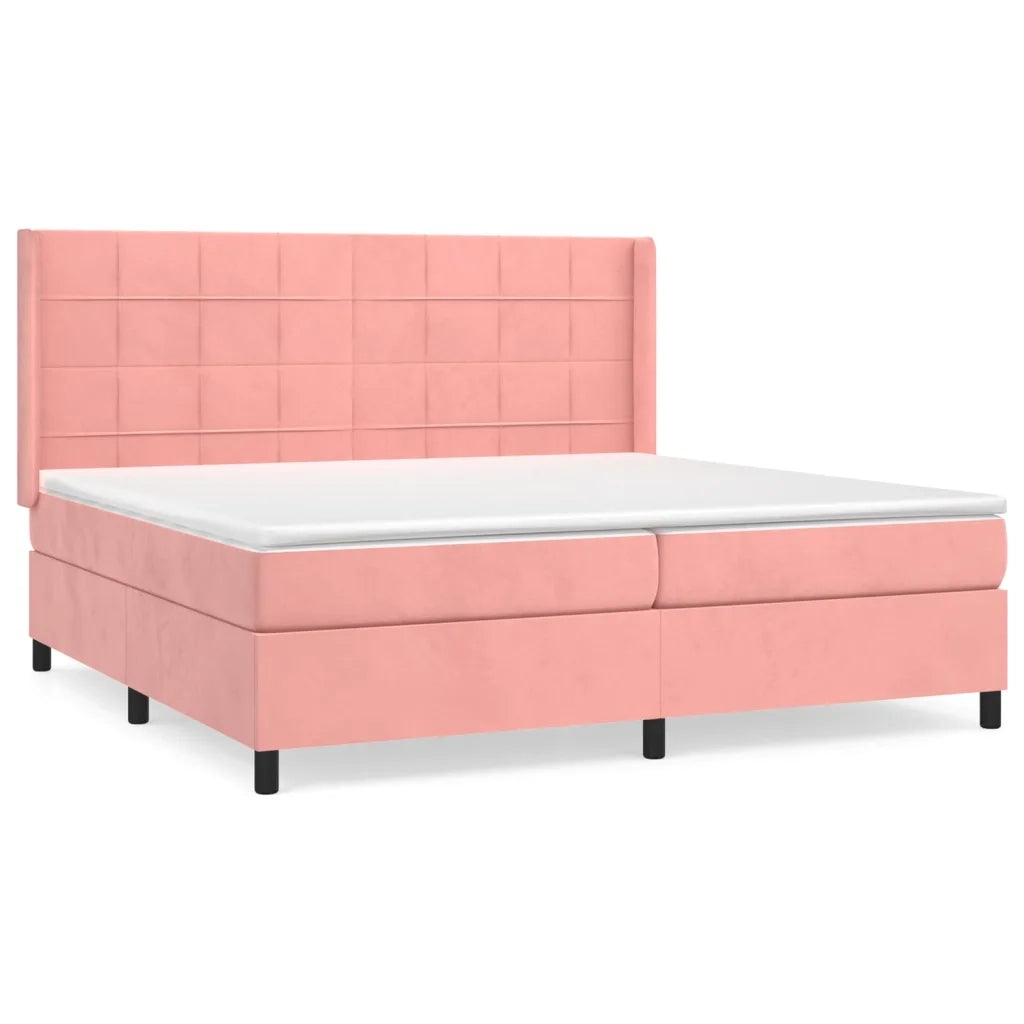 Giroletto a Molle con Materasso Rosa 200x200 cm in Velluto 3132704