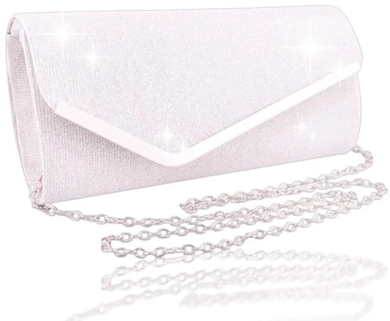 Clutch per donne - Argento cerimoniale - Borsa da cintura rimovibile - Tasca da festa - Ideale per matrimonio - Argento