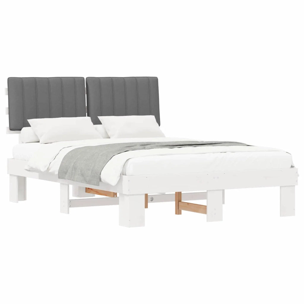 Letto con Testiera Rivestita Grigio chiaro 140 x 200 cm