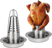Set di 2 grills per pollo, griglia per pollo in acciaio inossidabile 430, standard per polli con contenitore a birra, contenitore per aroma per polli, bruciatore di pollame per barbecue.