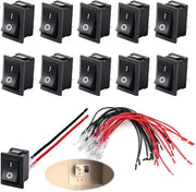 10 mini-interruttori a tappo con valvola di sfogo KCD1-101 interruttore 2 poli SPST ON/OFF resistente fino a 10A/125V e 6A/250V set di cavi per auto, barche e apparecchi elettrici