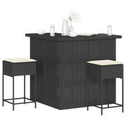Set Bar da Giardino 3 pz con Cuscini in Polyrattan Nero 3261502