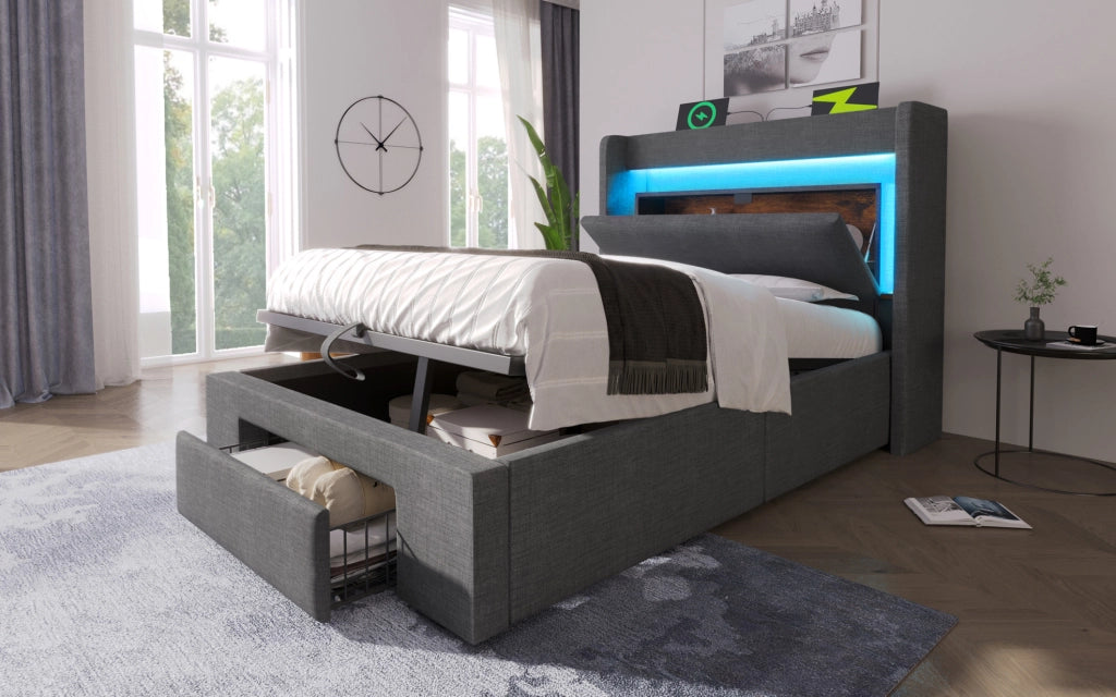 Letto 90x200 cm in PU rosa con forma a corona， LED， rete a doghe