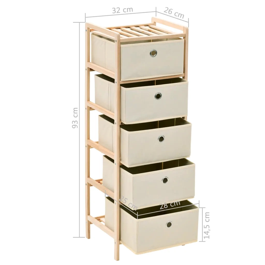 Armadietti 2 pz con 5 Cesti in Tessuto e Legno di Cedro Beige cod mxl 52980