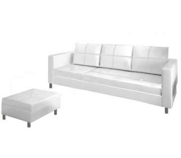 Divano 3 posti con pouf reversibile dx/sx in ecopelle bianco 205cm Sicorage Sufly