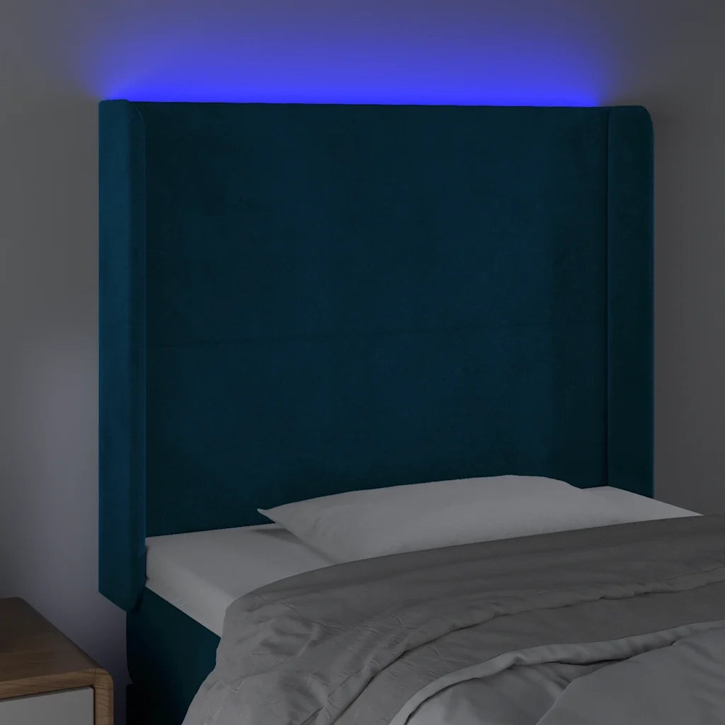 Testiera a LED Blu Scuro 83x16x118/128 cm in Velluto 3123802