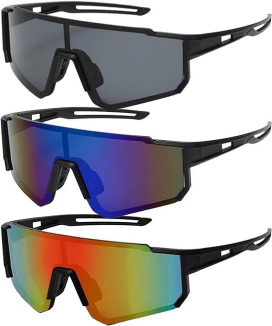 Set di 3 occhiali da sole per bicicletta, occhiali da sole sportivi polarizzati, unisex occhiali da sole per bicicletta polarizzati, adatti per attività all'aperto come andare in bicicletta, guidare la moto e pescare.