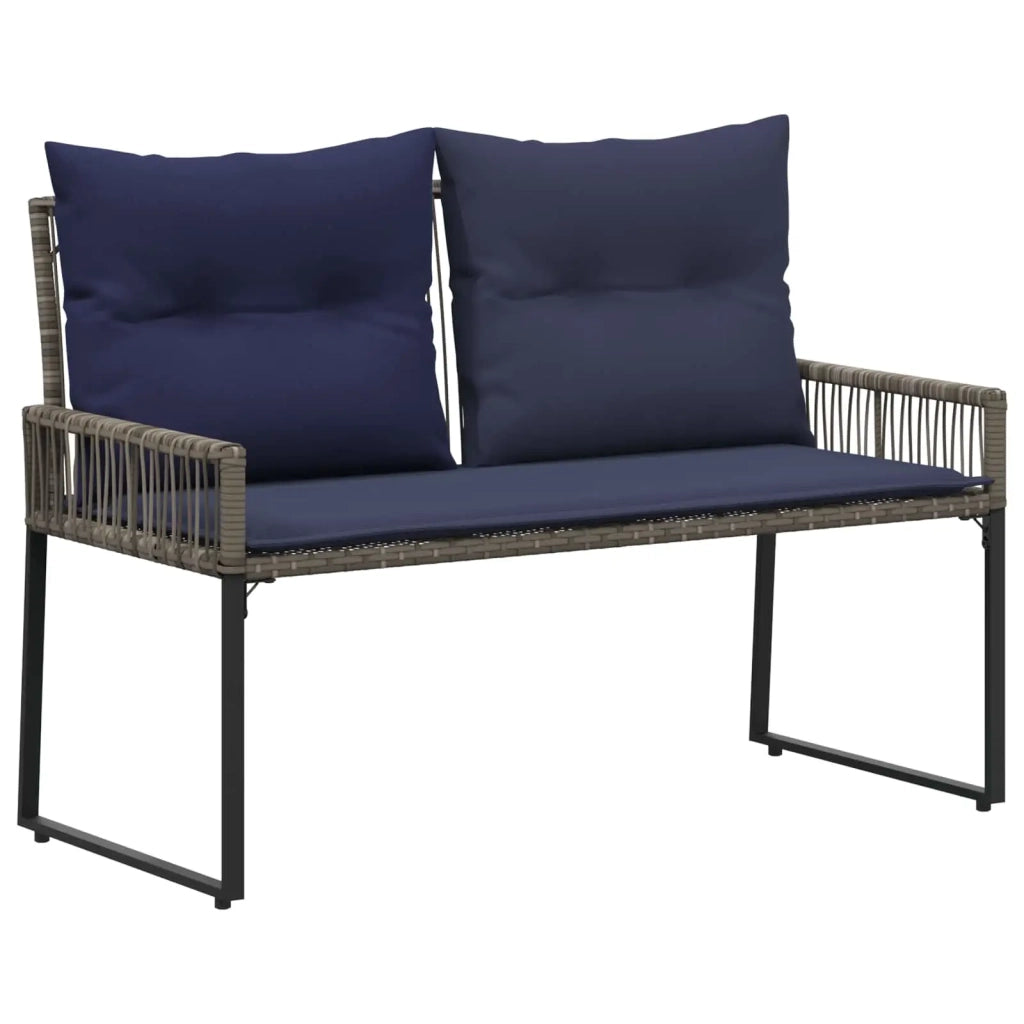 Panchina da esterno 4 pcs Grigio e Blu Navy polyrattan