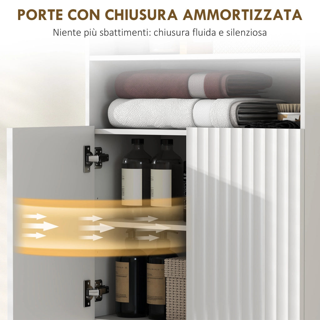 Mobile Bagno con Armadietto e Ripiani ¨C Zephmum ¨C Bianco 60x31.8x93 cm
