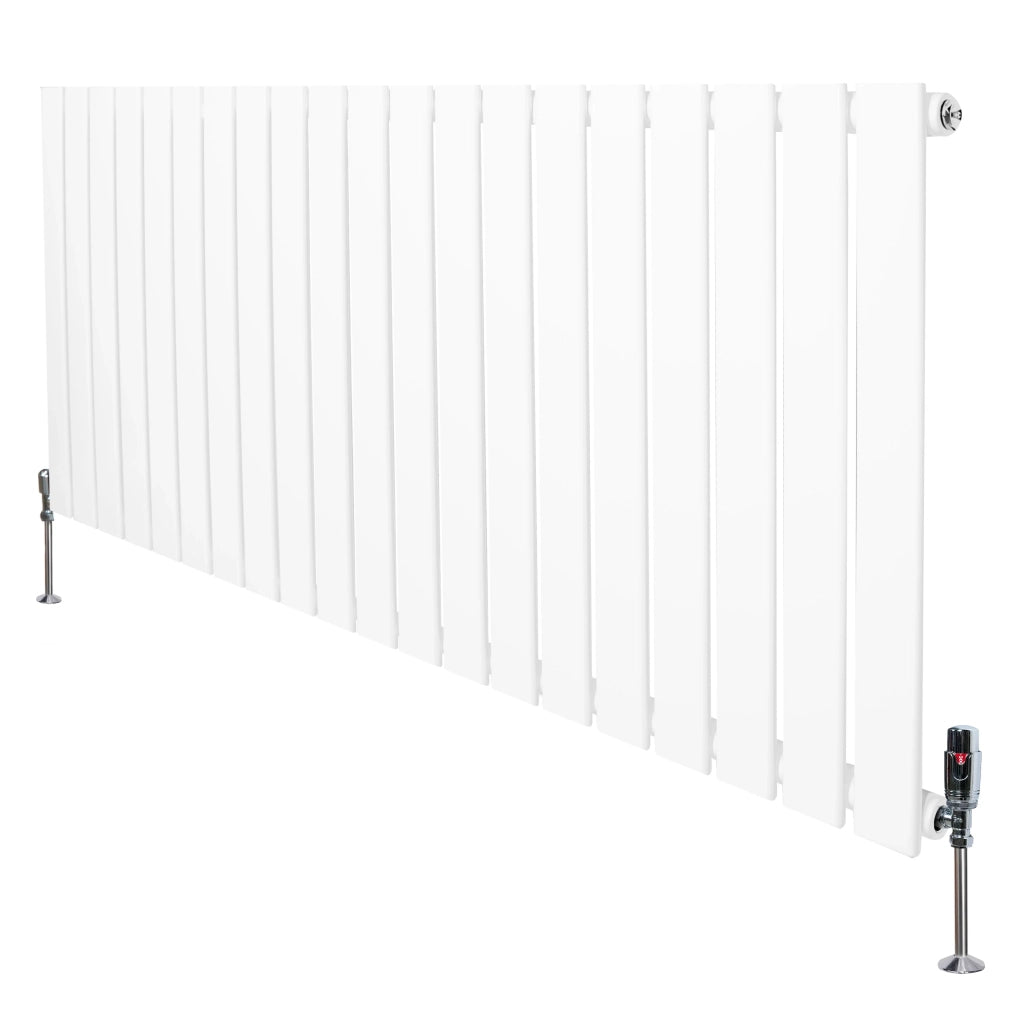 Radiatore Orizzontale 600 x 1400 mm con Valvole TRV Bianco