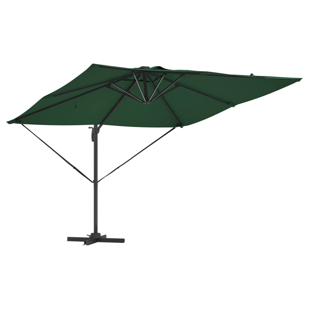 Ombrellone a Sbalzo Roma con LED Verde 286x285x270 cm Alluminio