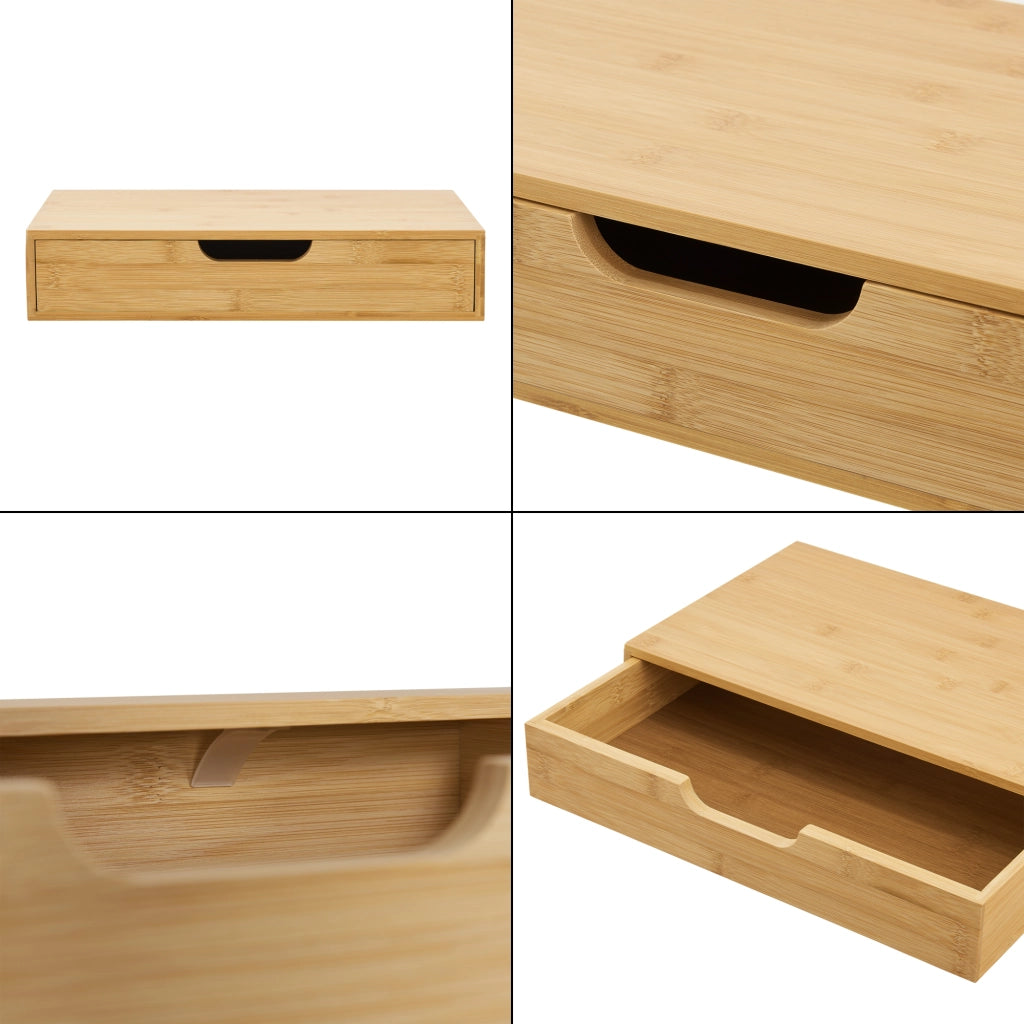 Set Bokn di 2 Mensole con Cassetto Integrato 40 x 24 x 8 cm Bambù - Naturale [en.casa]