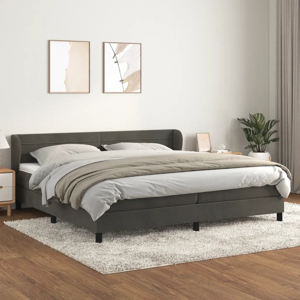 Giroletto a Molle con Materasso Grigio Scuro 200x200 cm Velluto 3127572