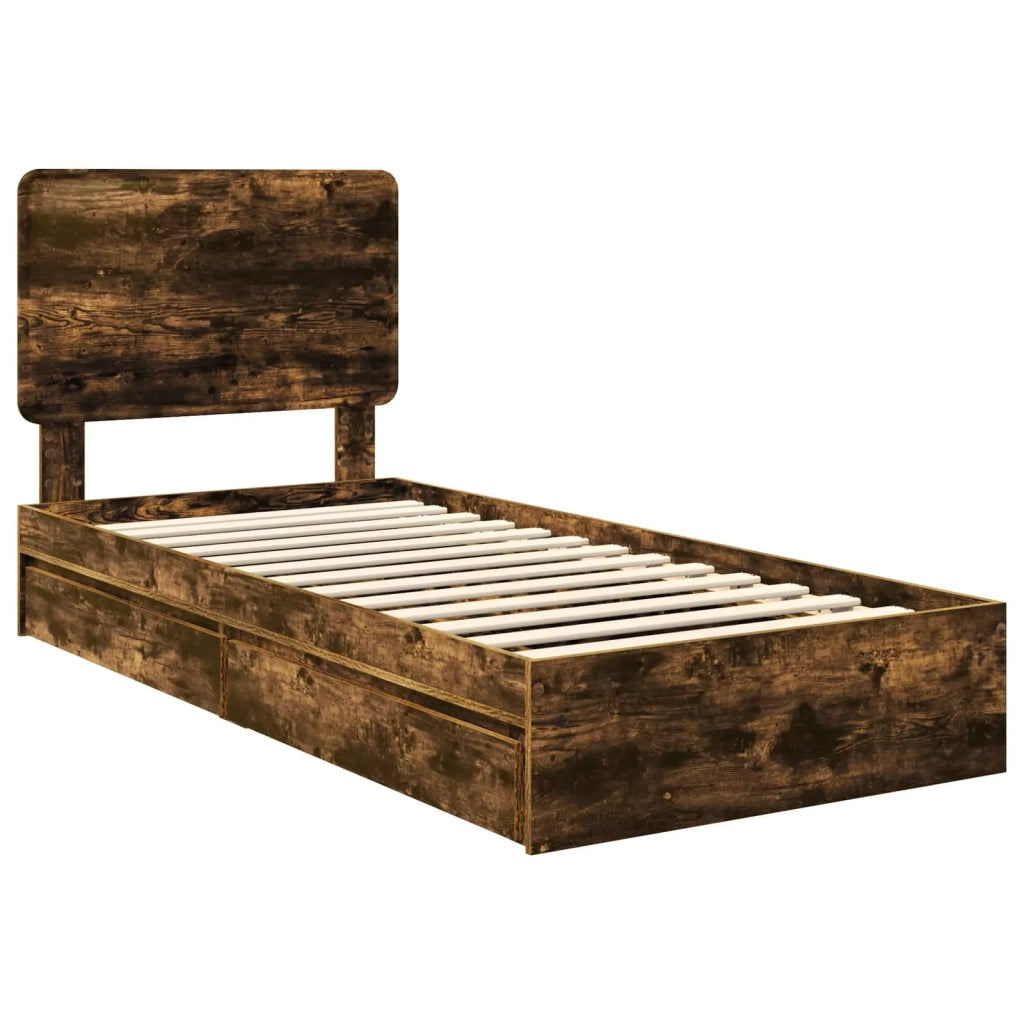 Letto con Contenitore Rovere fumé 90 x 190 cm Legno multistrato