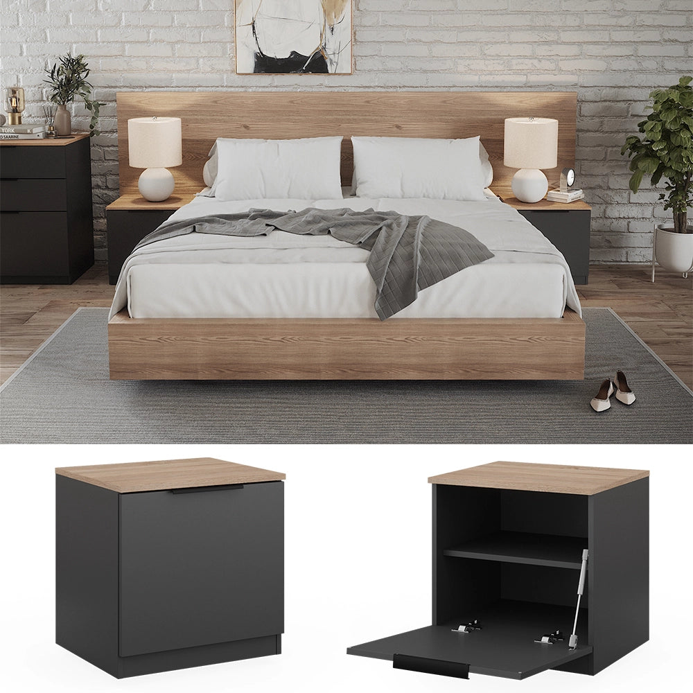 Vicco Comodino camera da letto Antracite 50 x 50 cm Set di 2