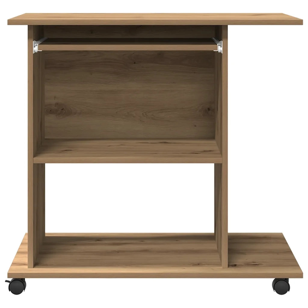 Scrivania Computer Rovere Artigianale Legno Multistrato