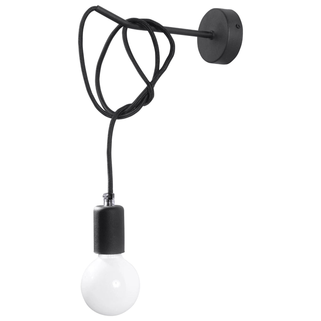 Applique da parete NIKOLO nera metallo corda E27 Pure Lume