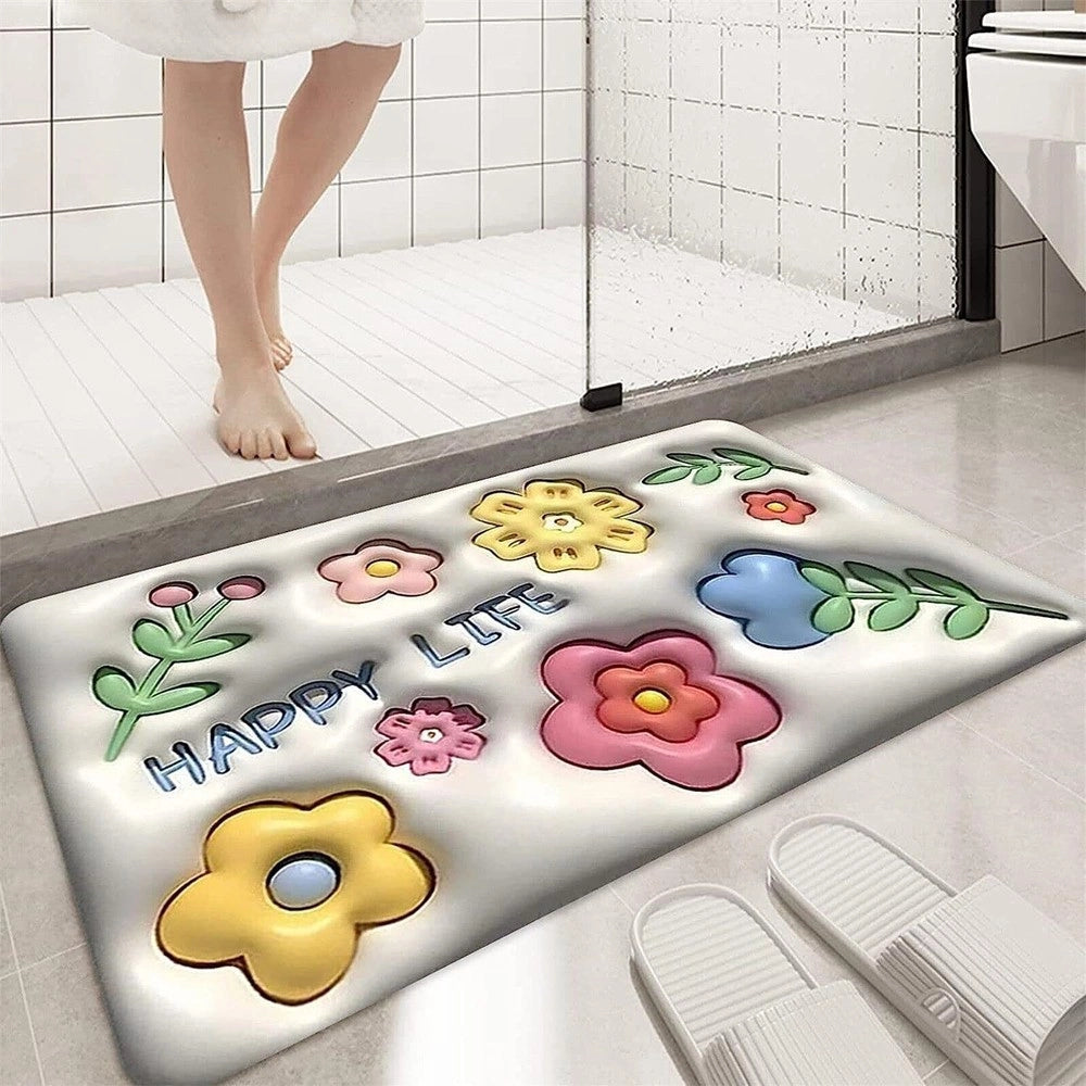 Trade Shop - Tappeto 3d Bagno Antiscivolo Asciugatura Rapida Morbido Assorbente 38x58cm 87223 -