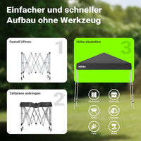 Gazebo pieghevole grigio, 2,5 x 2,5 x 2,7 m con chiusura centrale, Tenda per fiere eventi mercati