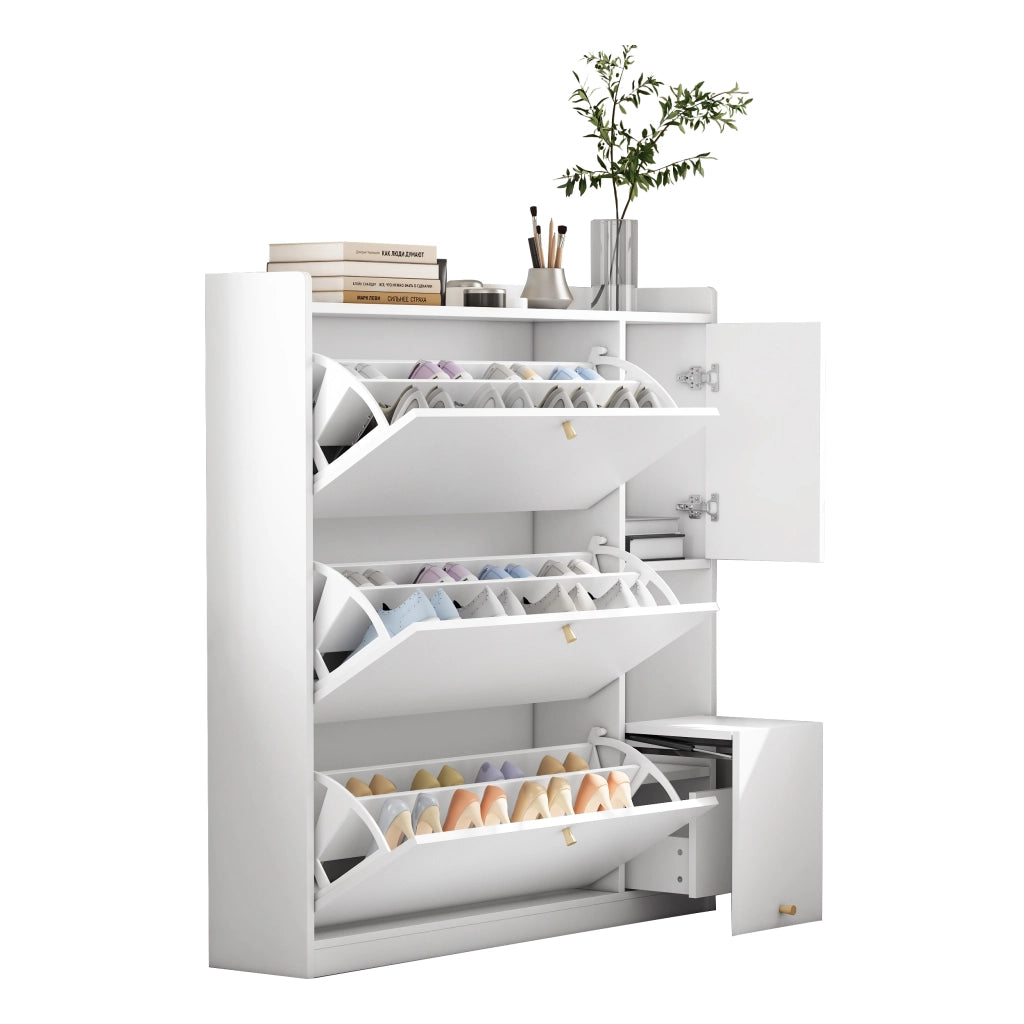 Scarpiera a Ribalta con Panca e Cassetto ¨C MINIMAL ¨C Bianco, 119x24x122