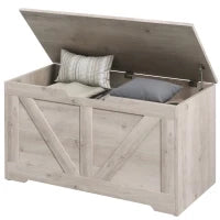 Baule da 100 L Puff da Stoccaggio con Coperchio Cerniera di Sicurezza 80x40x45 cm Grigio