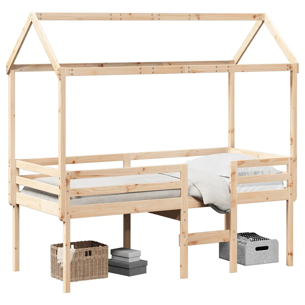 Letto a Soppalco con Tetto 80x200 cm in Legno di Pino 3282135