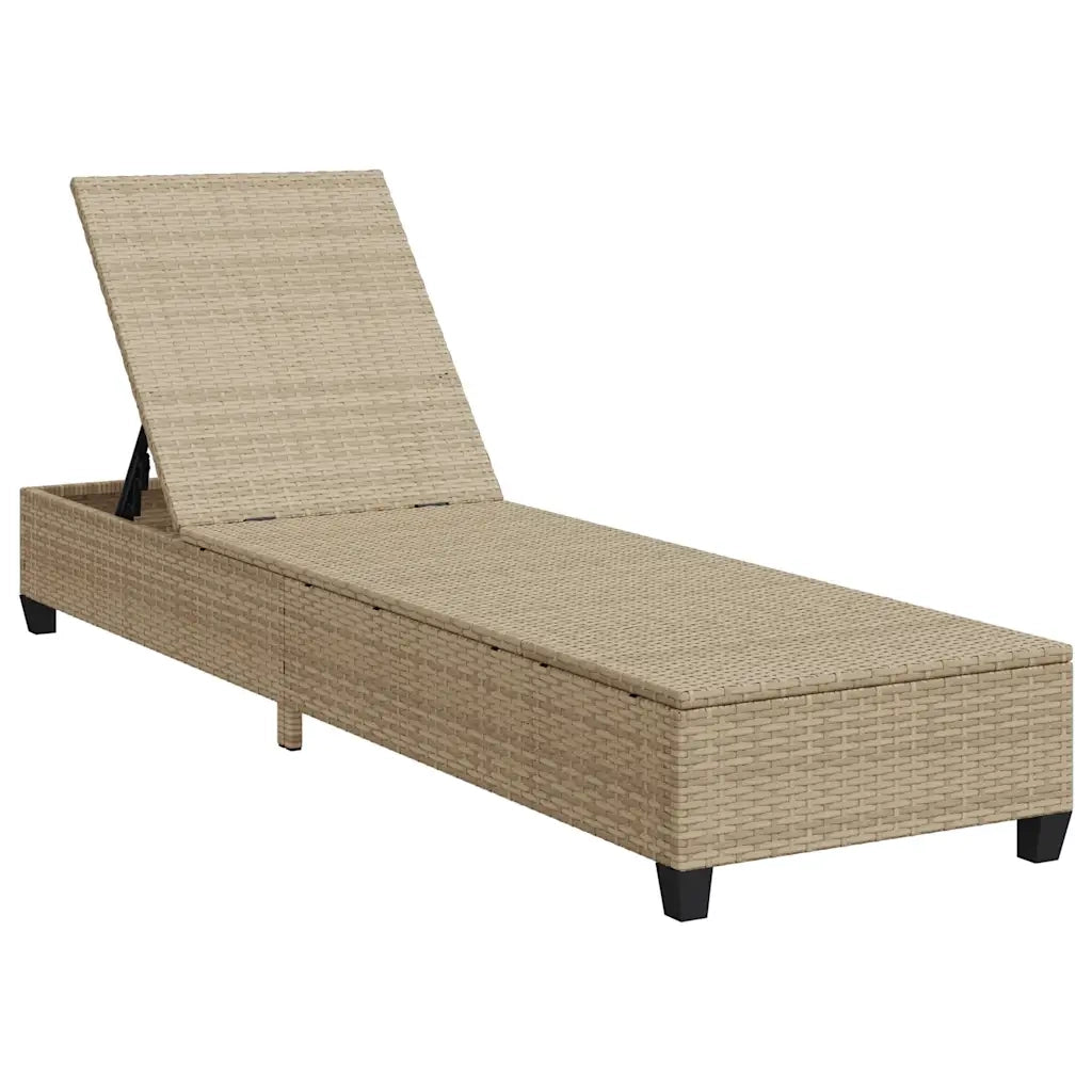 Lettino Prendisole con Cuscini Beige 55x200x25,5cm Polyrattan 4104097