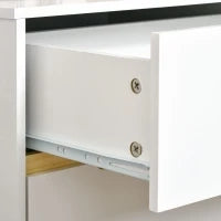 Comodino Moderno con 2 Cassetti in Truciolato e Gambe in Legno di Pino, 50Lx40Px50.5A cm, Bianco