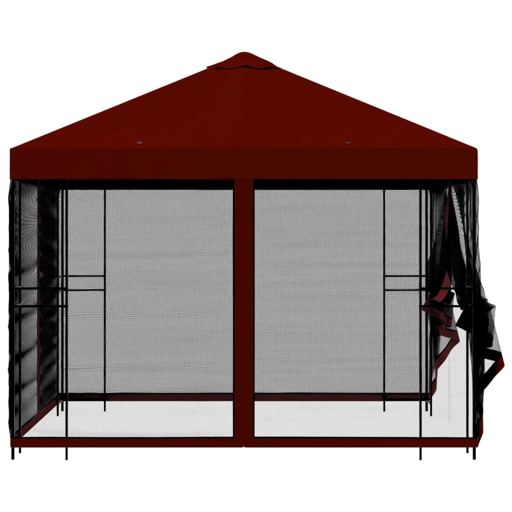 Gazebo da giardino con pareti laterali 3 x 3 m Borgogna 900347