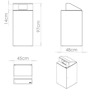 Contenitore per Raccolta Differenziata Capacità 100 L con Etichette 45x50x96 cm in Acciaio Verniciato Antracite