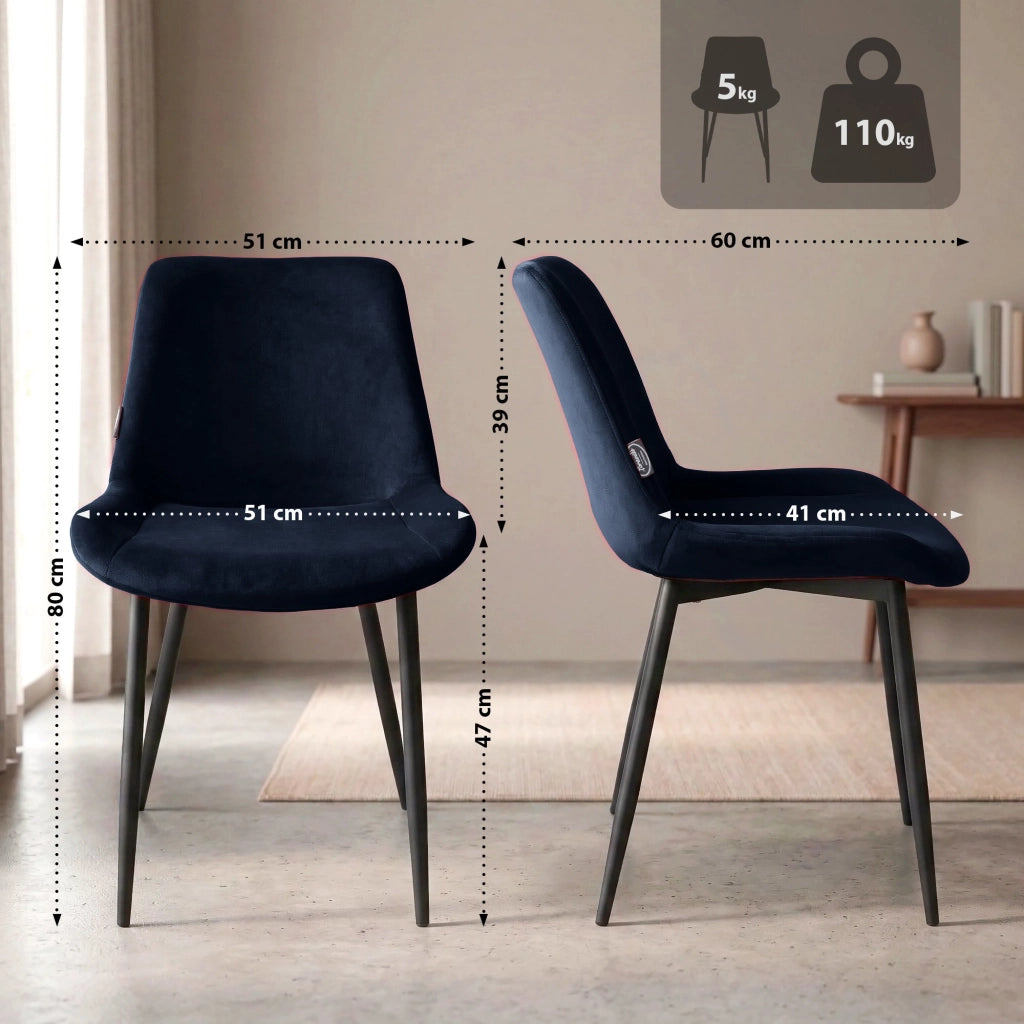 Sedia da pranzo Victoria Velvet Cover blu