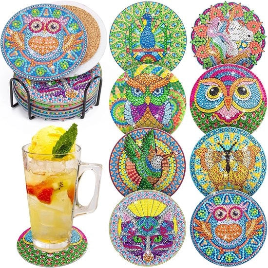 8 pezzi di applicatori separati per piatti con diamanti, applicatori separati per piatti con diamanti, piatti con diamanti, applicatori separati con case, tazze, vasi, candele, decorazione