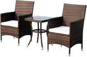 Set da giardino per 2 persone con tavolo e cuscini – giardino esterno – resistente al tempo – marrone - sedute comode