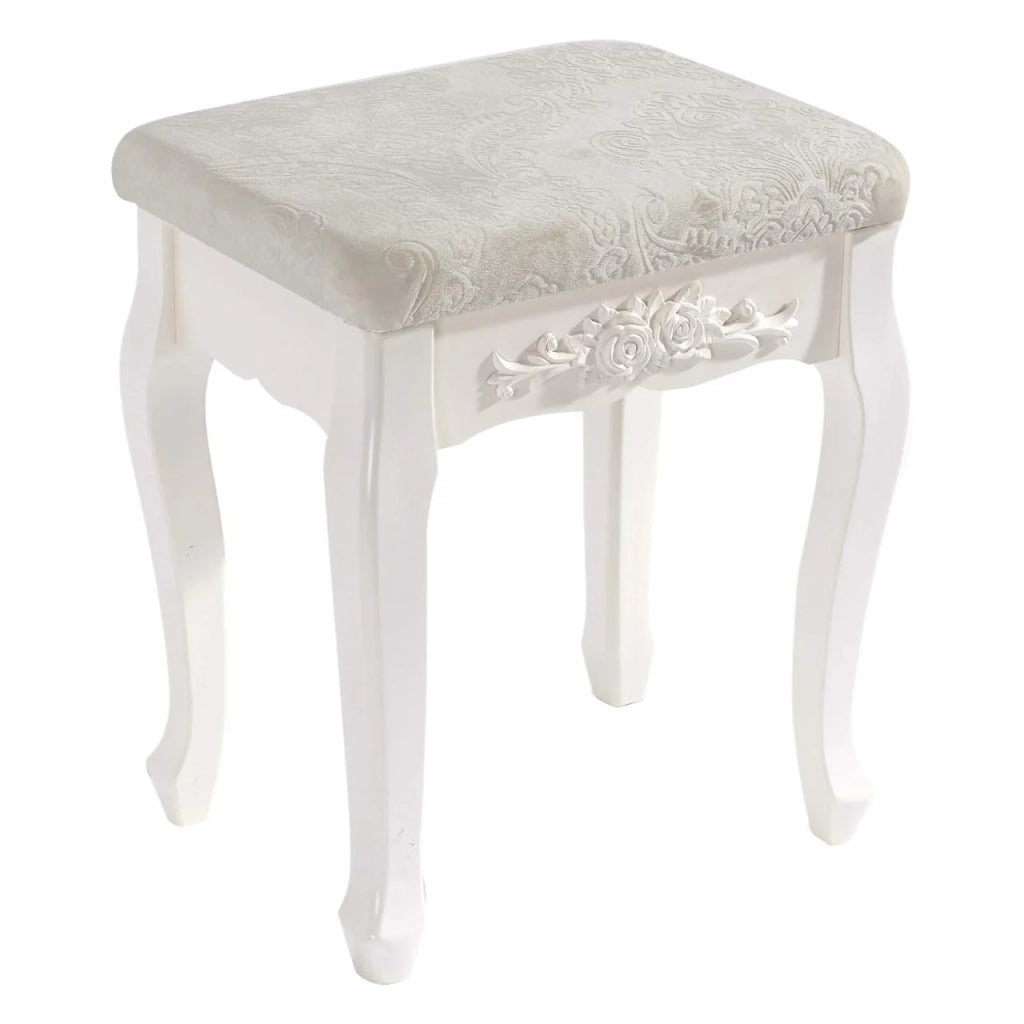 Sgabello da toeletta in legno MDF bianco crema 19_0000469