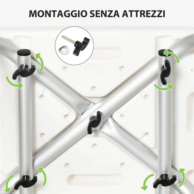 SEDIA PER DOCCIA IN ALLUMINIO ED EVA CON ALTEZZA REGOLABILE  E SCHIENALE RICURVO