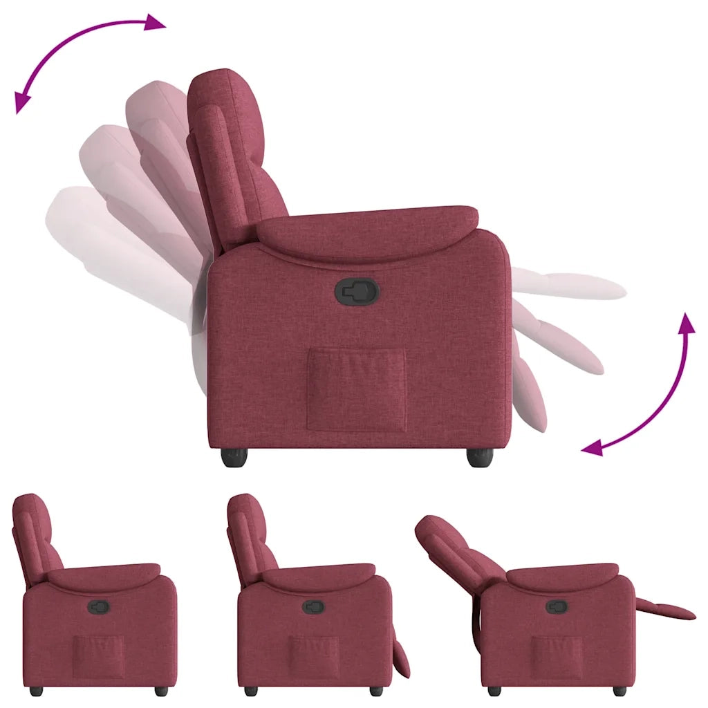 Divano Sedia-Poltrona Reclinabile in Tessuto Rosso Vino 258353