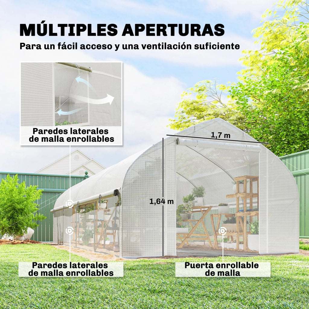 Serra Tunnel 6x3x2 m ¨C zephmum ¨C Bianco con Malla Anti UV