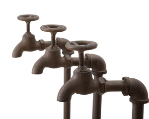 Vasetto Industry Triplo 49x19x48 cm in Ferro Marrone