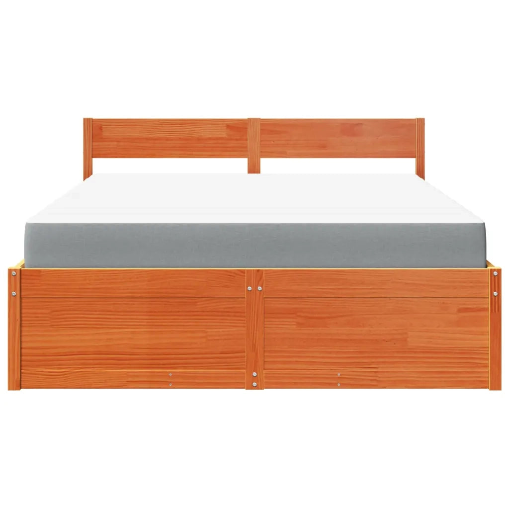 Letto Cassetti e Materasso Cera 160x200cm Legno Massello Pino 3281894