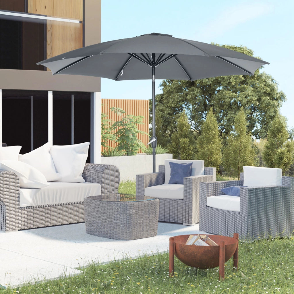 Ombrellone da Giardino con Manovella e Tetto Inclinabile ¨C zephmum ¨C ?300x252 cm Grigio