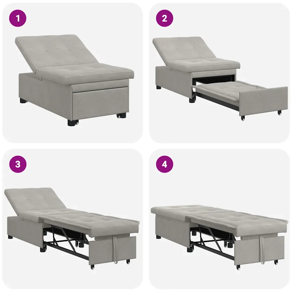Divano Letto Estraibile Grigio chiaro 194 x 67 x 82 cm 42008608