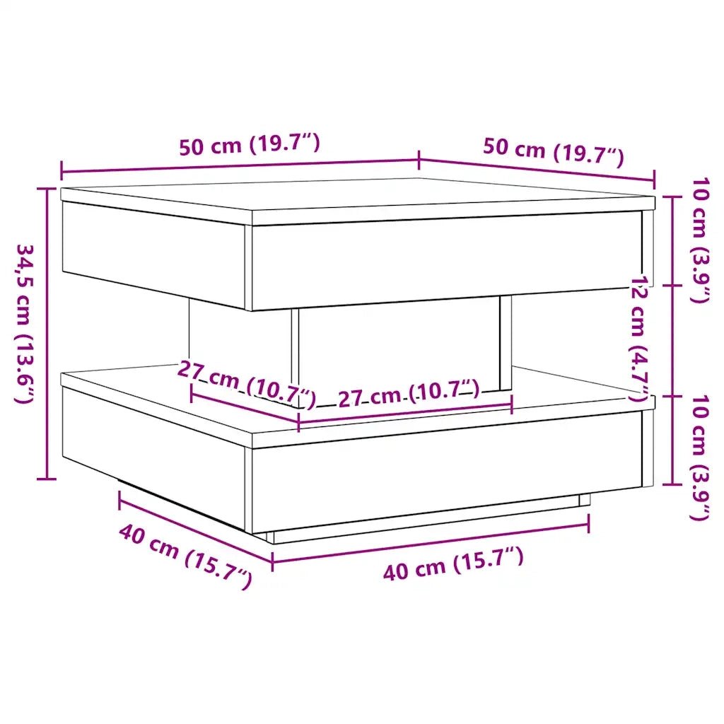 Tavolino da Caffè Girevole a 360 Gradi Bianco 50x50x34,5 cm 858470