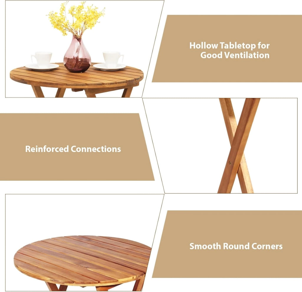 Set da Bistrò Pieghevole, Tavolo Portato 40 kg, Sedie con Cuscini Portato 160 kg, Set Giardino, Set Tavolo e Sedie da Giardino, Set da Esterno per Balcone (Cuscini Beige)