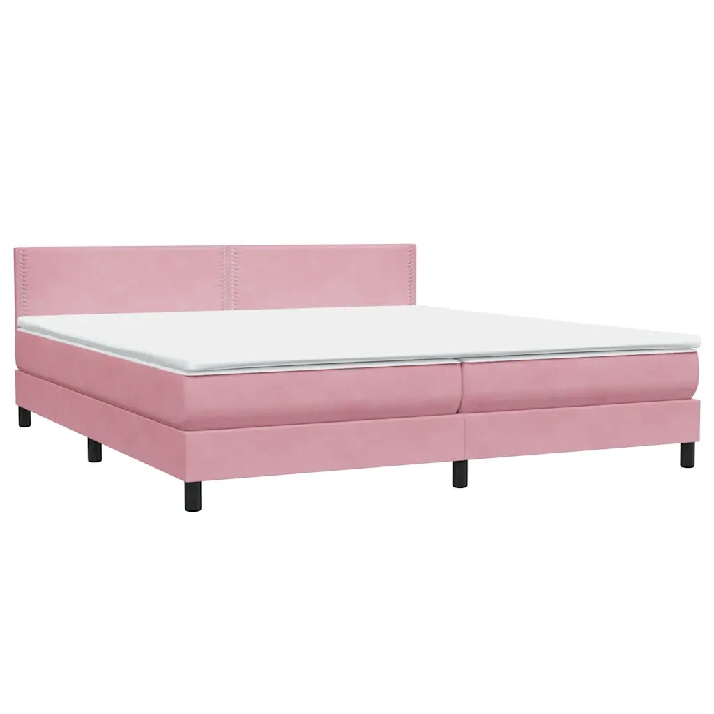 Giroletto a Molle con Materasso Rosa 180x210 cm in Velluto 3316130