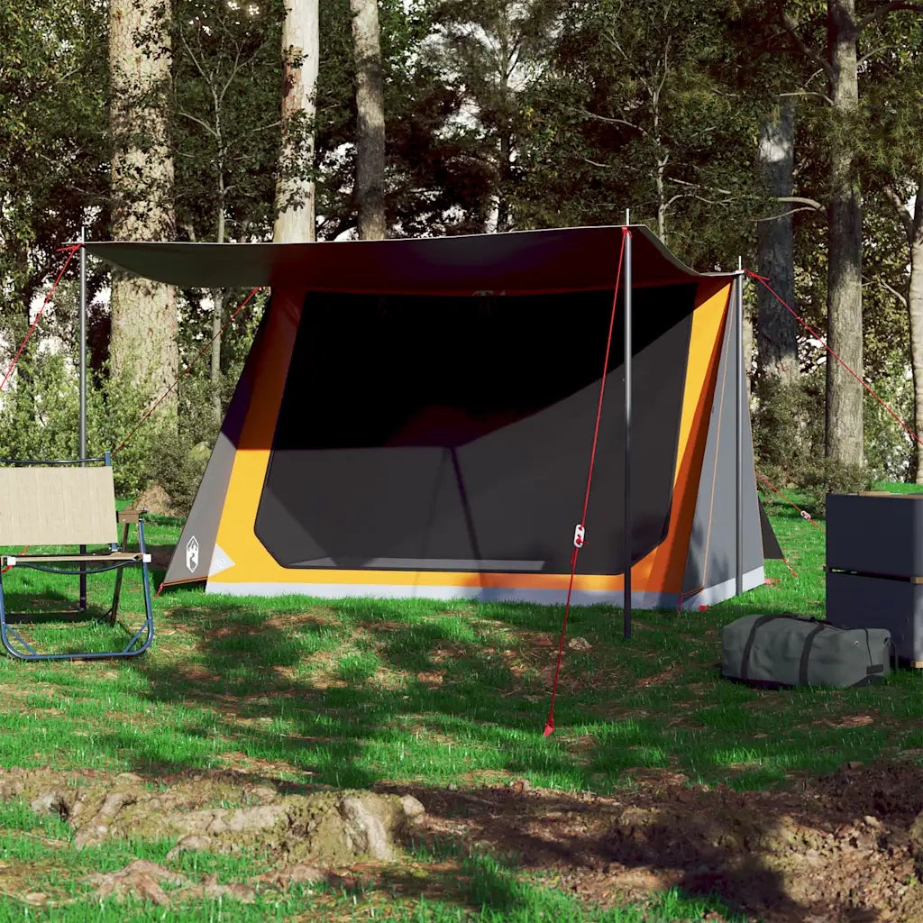 Tenda da Campeggio 2 Persone-Tenda per Escursionismo Grigio e Arancione Impermeabile 398437