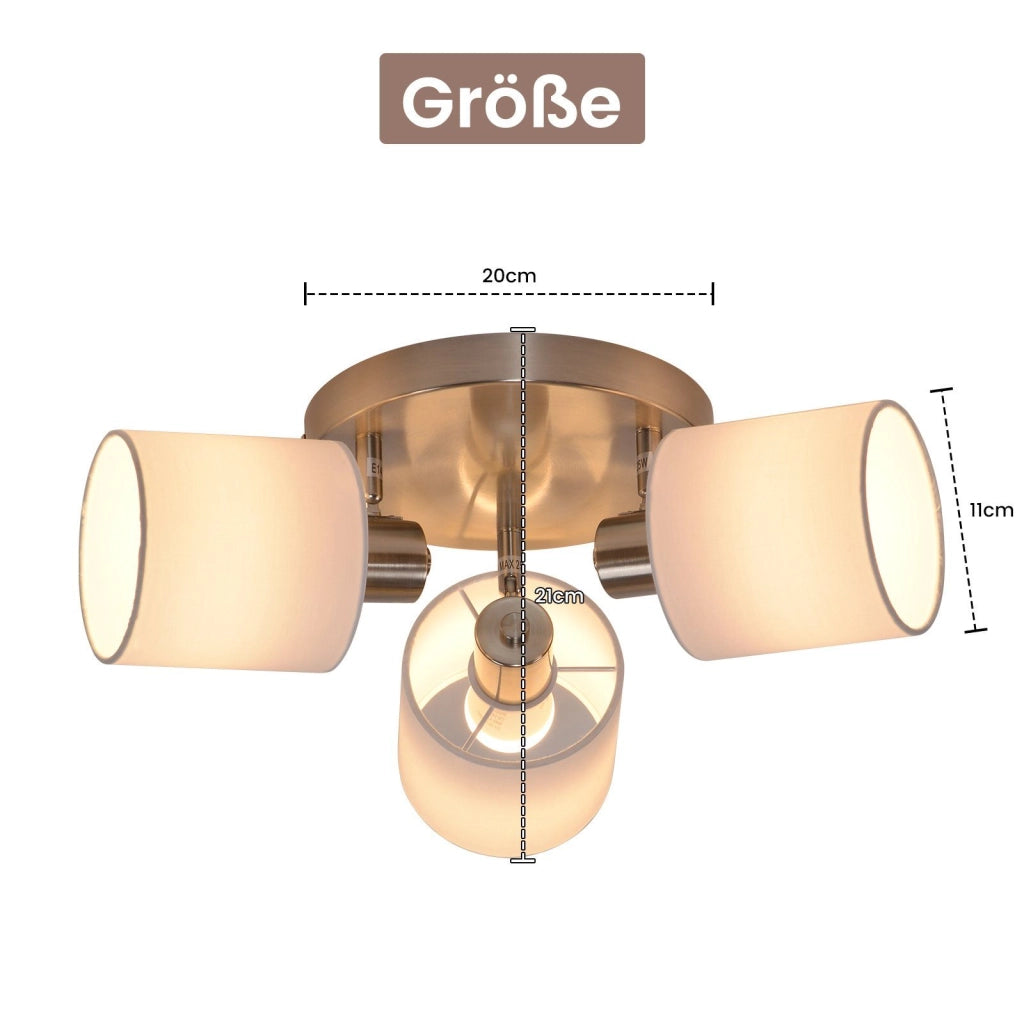 ZMH Faretto da soffitto argento 3 luci E14 orientabili 350° max 25W per soggiorno camera senza lampadina