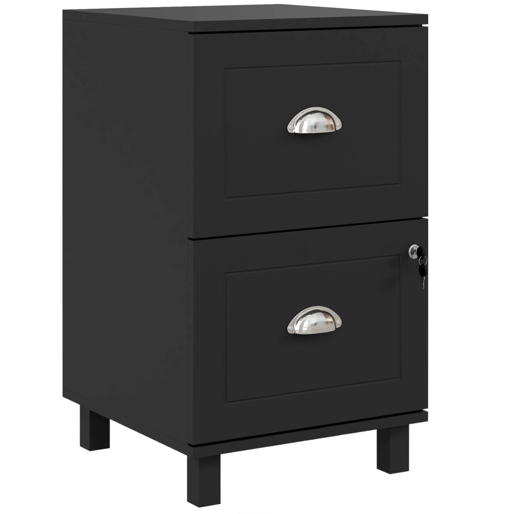 Cassettiera con 2 Cassetti ¨C zephmum ¨C Nero 40x41,5x67,5 cm